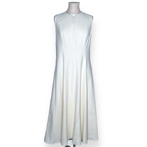 NEW $525 VINCE Paneled Midi Dress White Fit & Flare A-Line Classic Minimalist 10 - Picture 3 of 14